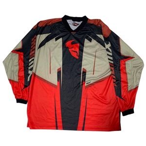 Thor Vintage Mens Motocross Motorcycle Jersey Red Size XL Padded